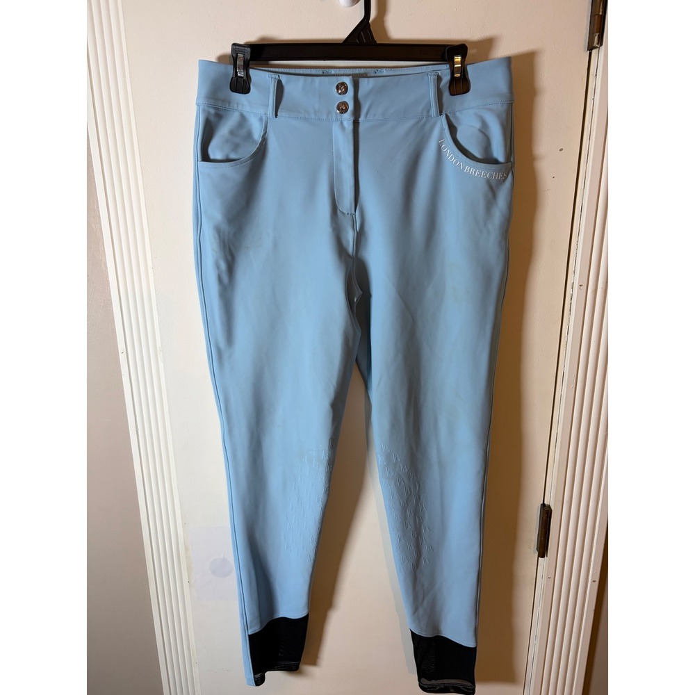 London Breeches Blue Full Silicone Seat Equestrian Riding Pants Mesh Ankle